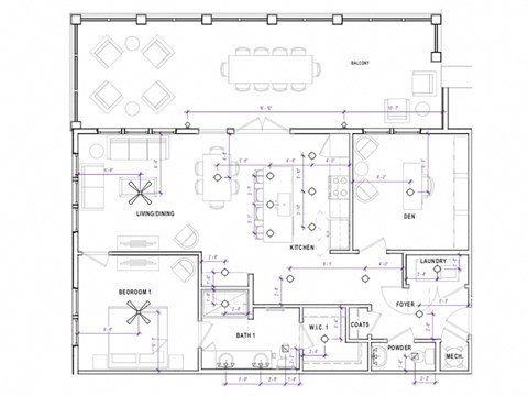 1131 Square ft 1bed 1 bath floor plan at St Mary's Square North Apartments, Raleigh, 27605